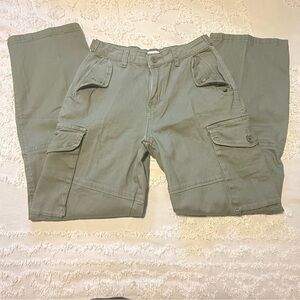 Rachel Paige Cargo Joggers Pants Size Small Army Green Cotton Lightweight